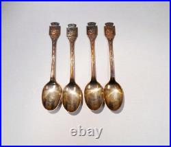 Lot/ set of 4 Sterling Balboa Panama souvenir spoons from Norway Vintage & Rare