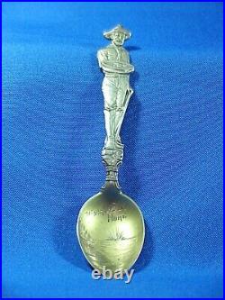 MIDNIGHT SUN NOME, ALASKA Figural Miner Sterling Silver Souvenir Spoon