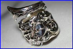 MOST ORNATE 3 Dimensional Spoon Ring WATSON Mechanics Sterling Cherub Bells Lily