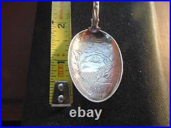 Mackinac Island Mi Sterling Indian Chief Souvenir Spoon Figural Silver Arch Rock
