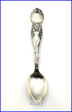 Mayer & Bros Sterling Art Nouveau Souvenir Spoon with Angel Holding Orange 12291
