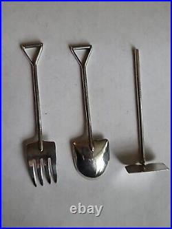 Mid-Century Felmore Sterling Silver Shovel Spade & Hoe Shaped Fork & Spoon RARE