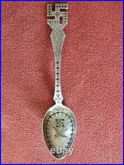 NAVAJO INDIAN STYLE SWASTIKA FRED HARVEY STERLING SILVER SOUVENIR SPOON 10g
