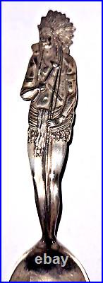 Native American Indian Full Figure Sterling Silver Souvenir Spoon Antigo Wiscons