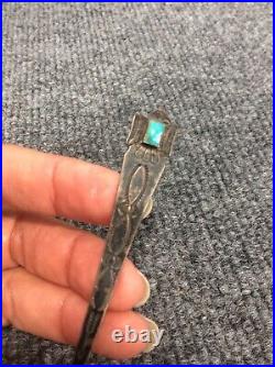Native American Ingot Silver Stamp Turquoise Thunderbird Spoon