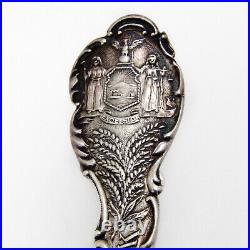 New York State Souvenir Spoon Enamel Bowl Shepard Sterling Silver