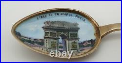 Nice Sterling Silver Arc De Triomphe Napoleon Enamel Souvenir Spoon Circa 1900