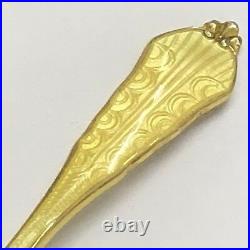 Norway N. M. THUNE 925 Sterling Gold Vermeil Enamel Souvenir Salt Spoons 2 3/8