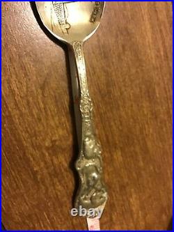 Old Vtg Antique Sterling Silver Yellowstone National Park Souvenir Spoon Bear