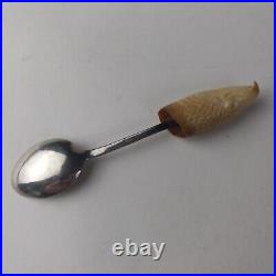 One of a Kind Native American Carved Eagle Sterling Silver Spoon Hand Hammered