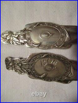 Pair Antique Silver Plate Indian Souvenir Spoons