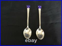 Pair Vintage Swedish Silver Souvenir Spoons C 1959
