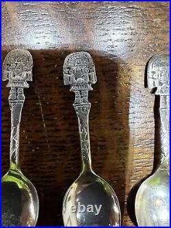 Peruvian Tumi and Llama Sterling silver spoons set