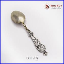 Portland Souvenir Spoon Gold Miner Handle Gilt Bowl Sterling Silver