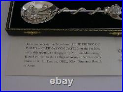 RARE CASED STERLING SILVER 92g WELSH DRAGON PRINCE CARLES SPOON 1969 INVESTITURE