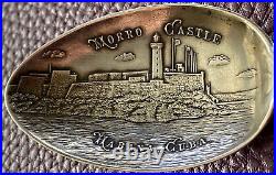 RARE Enamel Habana Havana Cuba Coat of Arms Morro Castle Sterling Souvenir Spoon