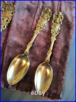 RARE GORHAM Set of 12 HERALDIC Souvenir SPOON Sterling Silver Spoons KNIGHT NM