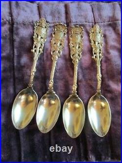 RARE GORHAM Set of 12 HERALDIC Souvenir SPOON Sterling Silver Spoons KNIGHT NM