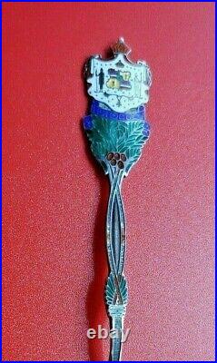 RARE Honolulu Sterling Silver Souvenir Spoon Enamel Coat Of Arms & Coffee 15.8g