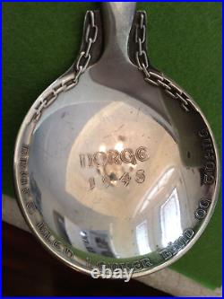 RARE! Norway WWII Liberation 1945 Sterling 830 Silver 7.7 Souvenir Spoon 104g