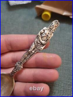 RARE SHAWNEE INDIAN WithSHIELD OKLAHOMA TERRITORY STERLING SILVER SOUVENIR SPOON