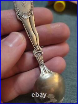 RARE SHAWNEE INDIAN WithSHIELD OKLAHOMA TERRITORY STERLING SILVER SOUVENIR SPOON