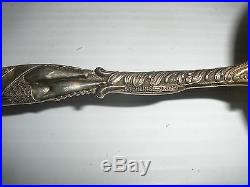 Rare 8 Antique Roden Bros Canada Sterling Silver Enamel Figural Indian Spoon