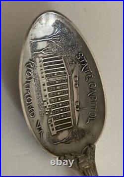 Rare Antique Mechanics Sterling Silver Souvenir Enamel Spoon Richmond Virginia