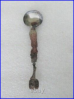 Rare Antique Sterling Silver Souvenir spoon Japanese Geisha Umbrella & Music
