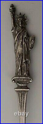 Rare Gorham Sterling Statue Of Liberty Souvenir Spoon Inset 1890 Seated Dime