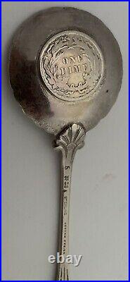 Rare Gorham Sterling Statue Of Liberty Souvenir Spoon Inset 1890 Seated Dime