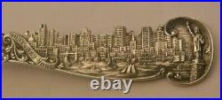 Rare Large New York SKYLINE Statue Of Liberty 6 Sterling Silver Souvenir Spoon