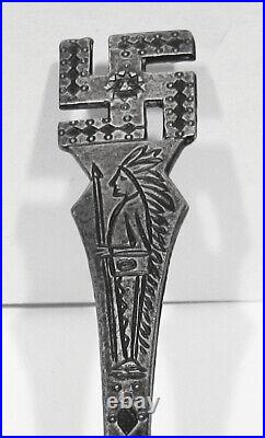 Rare Old Pawn 1920s ALL HANDMADE Navajo 925 Silver Whirling Logs Swastika Spoon