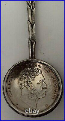 Rare Shreve Sterling Aloha Souvenir Spoon With 1883 USA Hawaii Half Dollar Bowl