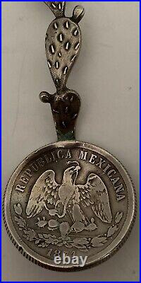 Rare Shreve Sterling Mexico Souvenir Spoon 1871 Mexican 50 Centavo Coin Bowl