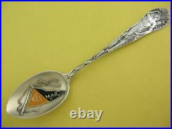Rare Sterling & Enamel SHEPARD Souvenir Spoon INDIAN handle KEE MAR college