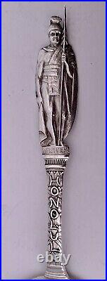 Rare Sterling Figural Honolulu Hawaiian Souvenir Spoon Hawaii Medallion In Bowl