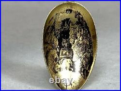 Rare Sterling Plique-a-Jour Devil Souvenir Spoon With Picture in bowl Gold Wash