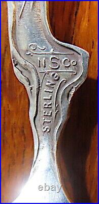 Rare Sterling Souvenir Spoon Two Sided Indian Chief & Squaw, Papoose, N S Co