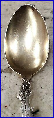 Rare Weidlich Sterling Spoon Full Figural 5 7/16 Indian Holding Tomahawk Nice