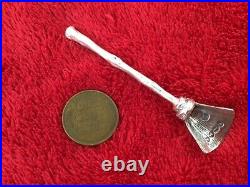 Rare sterling silver figural witch broom souvenir open salt spoon English