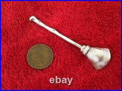 Rare sterling silver figural witch broom souvenir open salt spoon English