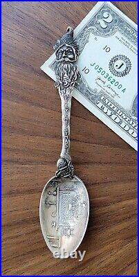 SANTA CLAUS Head Merry Christmas Sterling Silver Souvenir Spoon-echanics/WATSON