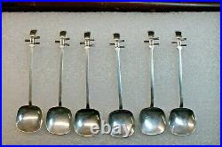 (SET OF 6) Sterling Silver Souvenir Spoon Japanese Shamisen Lute