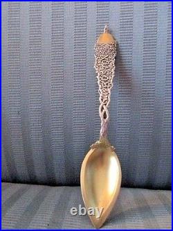 SHIEBLER Souvenir Spoon BOSTON STERLING SILVER 925 GOLD WASH No Mono RARE