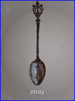 SILVER SPOON, Antique sterling with enamel from Foro Romano, Roma ITALY