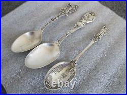 STERLING SILVER INDIAN & STATUE LIBERTY SPOONS LOT(3) by ALVIN/LUNT/WALLACE
