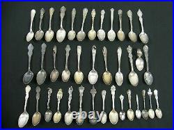 STERLING SILVER SOUVENIR SPOON COLLECTION LOT 19th & 20th C. Travel US Indian