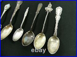 STERLING SILVER SOUVENIR SPOON COLLECTION LOT 19th & 20th C. Travel US Indian