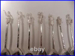STERLING SILVER TISHBORNE HERITAGE SPOON COLLECTION (12) withBOX, MEDIEVAL, ROYALTY